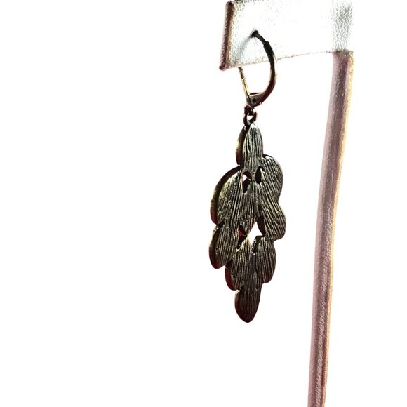 Avon Antiqued Black Rhinestone Leaf Chandelier Pierced Earrings (1605) - Picture 5 of 6